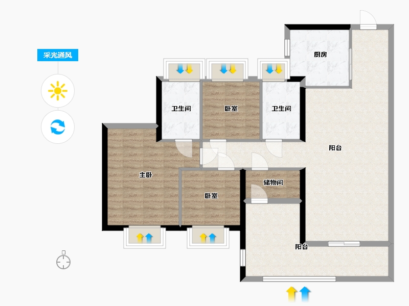 广东省-佛山市-东建明德城-107.00-户型库-采光通风