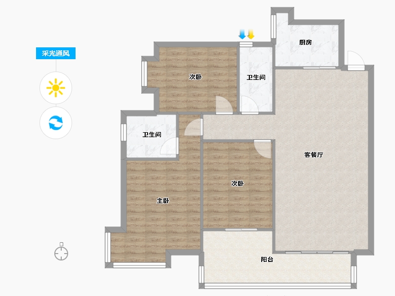 福建省-厦门市-天御小区-104.00-户型库-采光通风