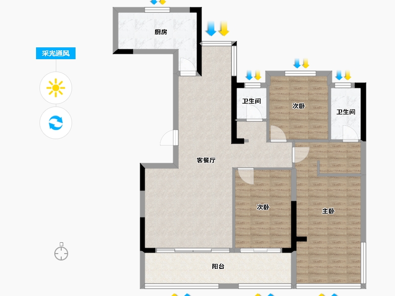 湖北省-孝感市-孟宗花园府-104.17-户型库-采光通风