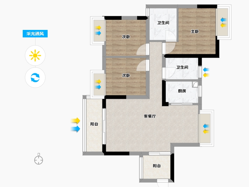 广西壮族自治区-梧州市-金湖湾-71.41-户型库-采光通风