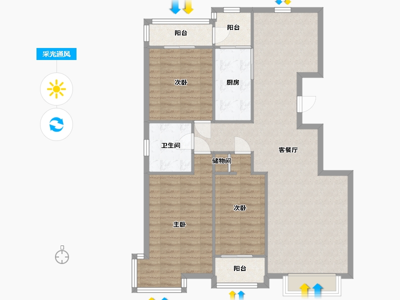 天津-天津市-久华里-106.54-户型库-采光通风