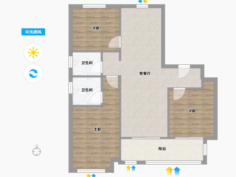 浙江省-宁波市-栖湖尚府-79.02-户型库-采光通风