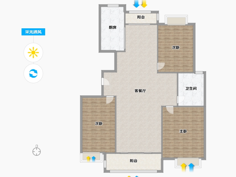 江苏省-常州市-府琛花园-115.20-户型库-采光通风