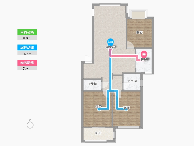 浙江省-宁波市-东海花园-91.60-户型库-动静线