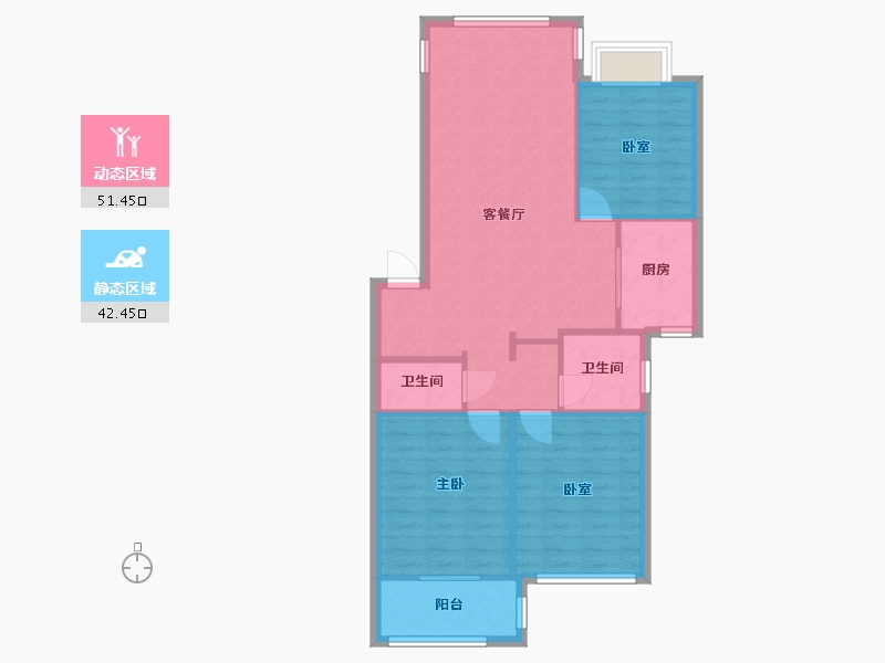 浙江省-宁波市-东海花园-91.60-户型库-动静分区