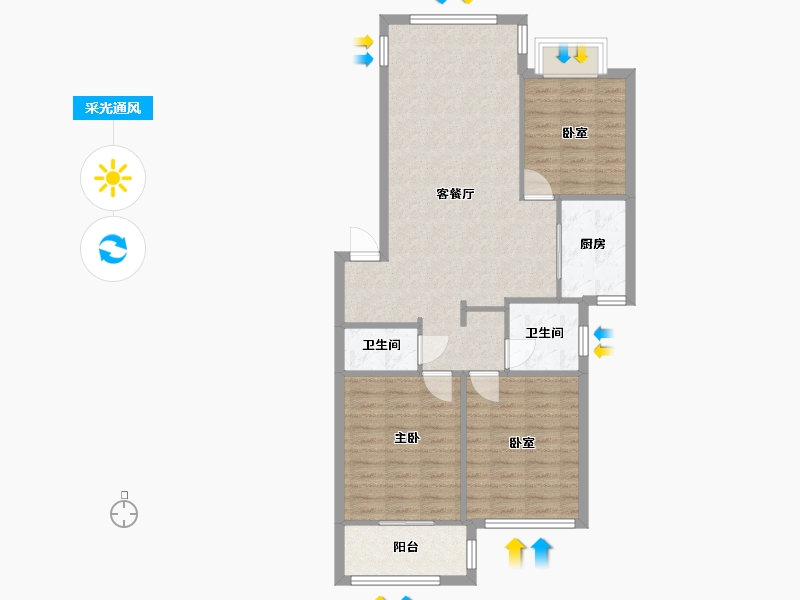 浙江省-宁波市-东海花园-91.60-户型库-采光通风