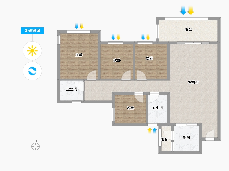 四川省-乐山市-十里江湾-106.00-户型库-采光通风