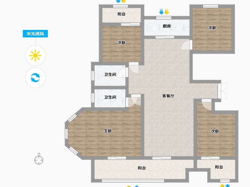 陕西省-渭南市-信达-160.00-户型库-采光通风