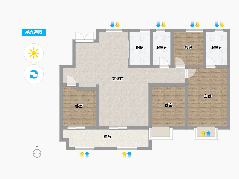 山东省-潍坊市-雍翠府-121.09-户型库-采光通风