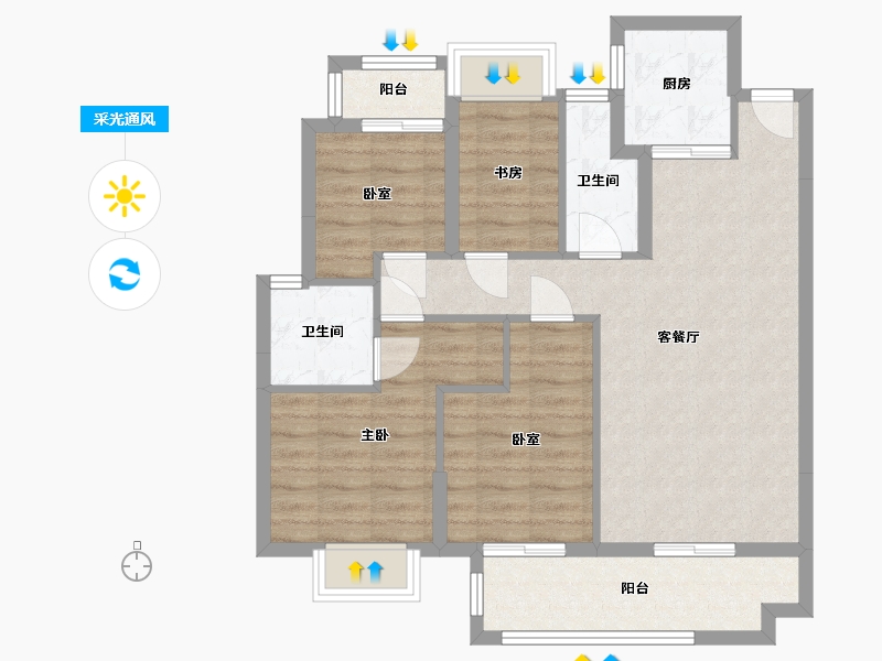 广西壮族自治区-梧州市-旺城臻樾-92.00-户型库-采光通风