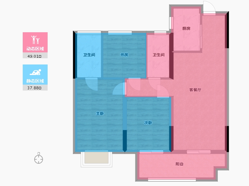 浙江省-金华市-云上名邸-77.60-户型库-动静分区