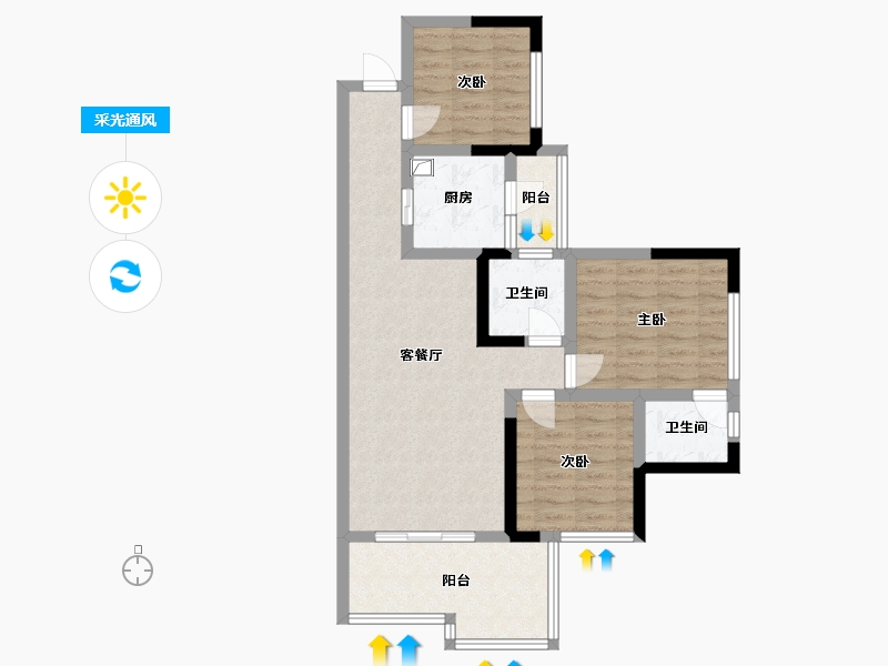 四川省-巴中市-阳光中心城-74.40-户型库-采光通风