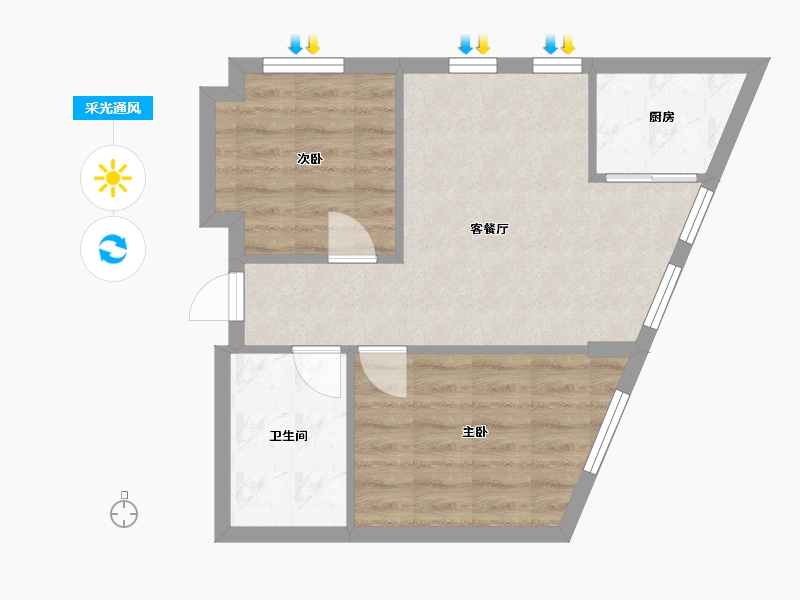 天津-天津市-城市之光月光园-56.00-户型库-采光通风