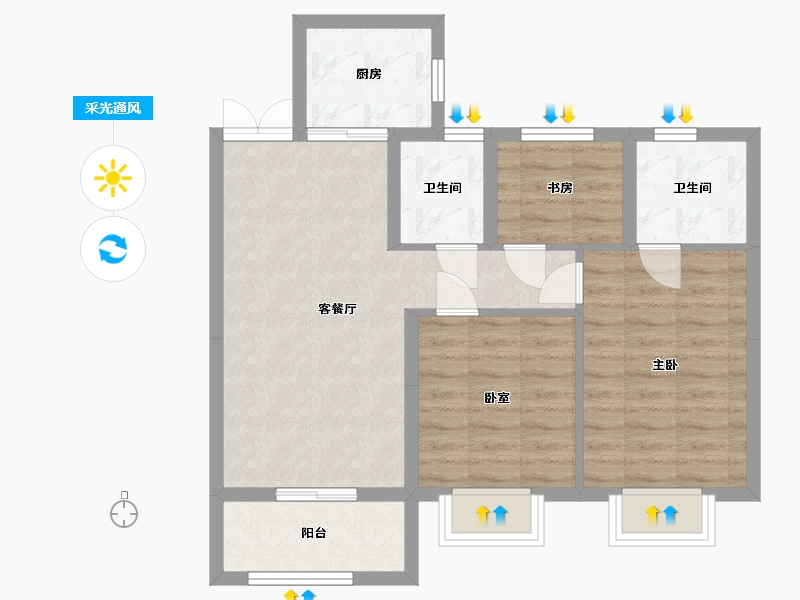 浙江省-温州市-宏地首府-70.00-户型库-采光通风