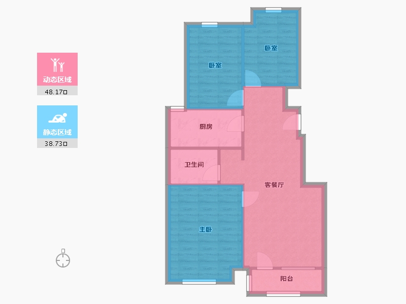 河北省-廊坊市-孔雀城-74.83-户型库-动静分区