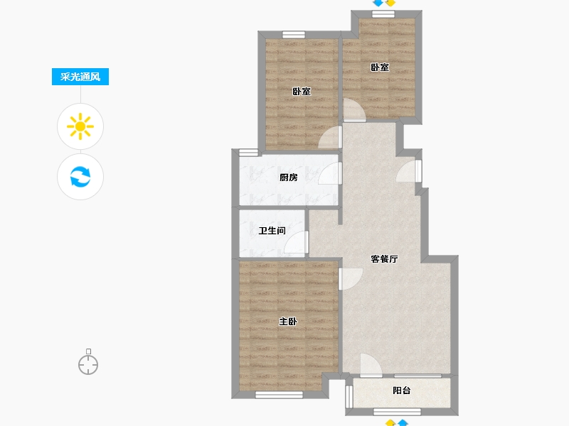 河北省-廊坊市-孔雀城-74.83-户型库-采光通风