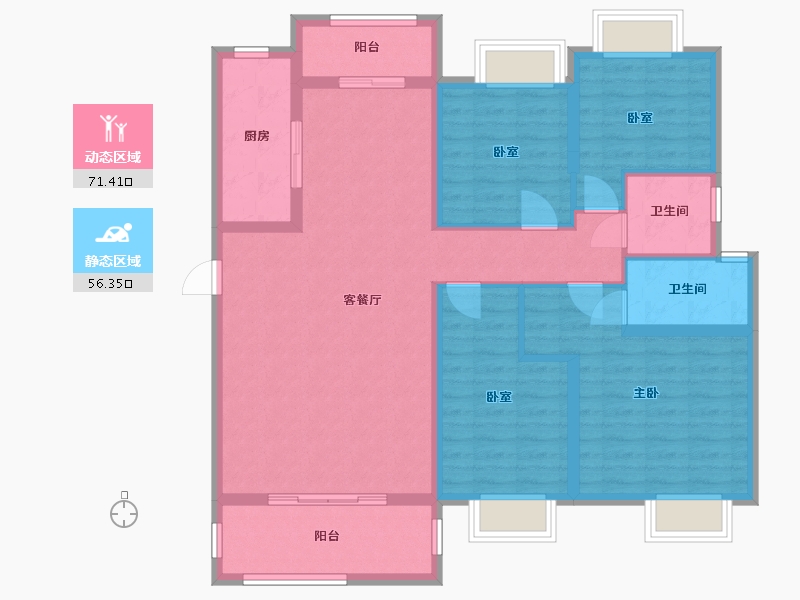 广东省-梅州市-碧桂园凤凰城-114.40-户型库-动静分区