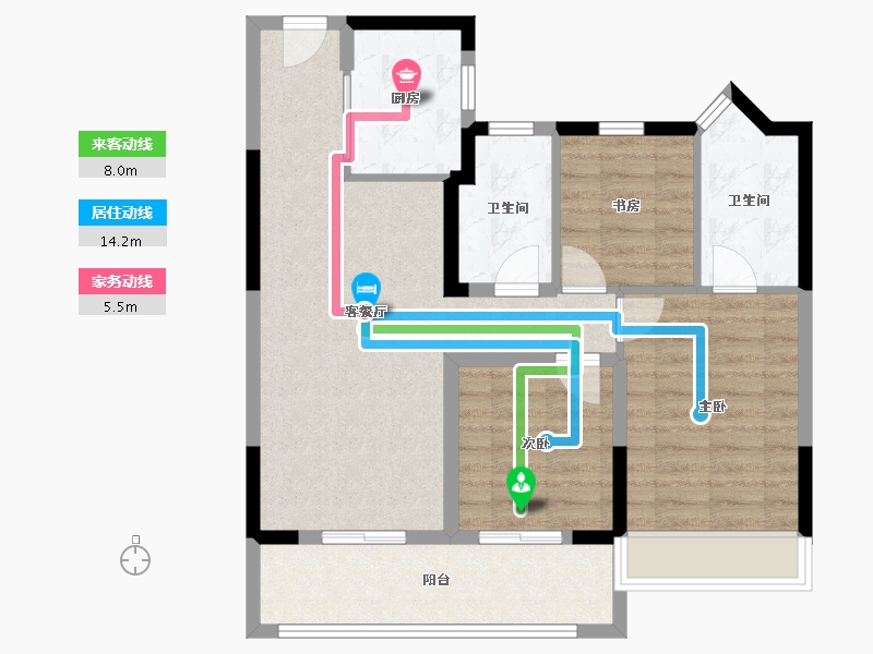 江苏省-苏州市-悦湖雅苑-82.40-户型库-动静线