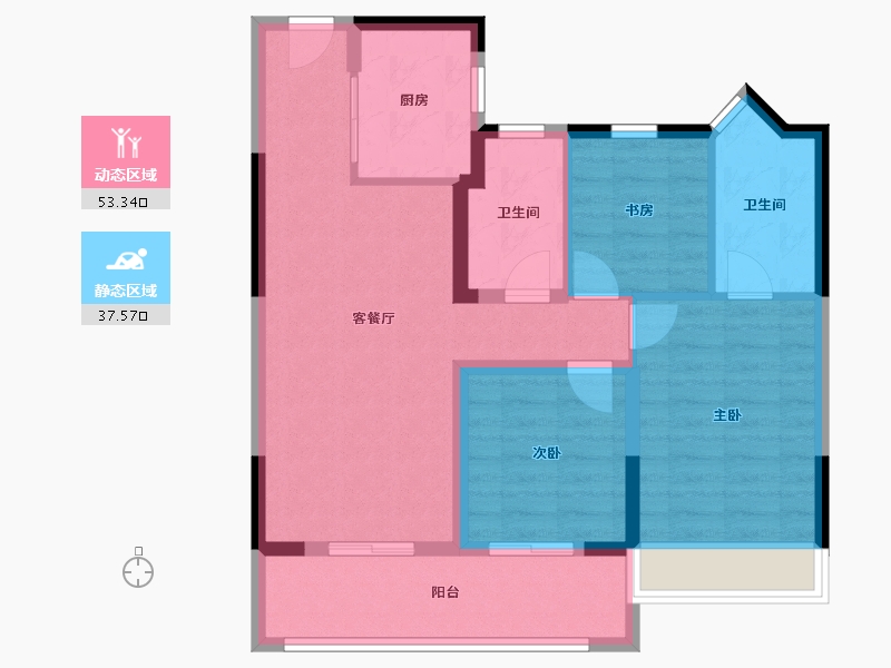 江苏省-苏州市-悦湖雅苑-82.40-户型库-动静分区