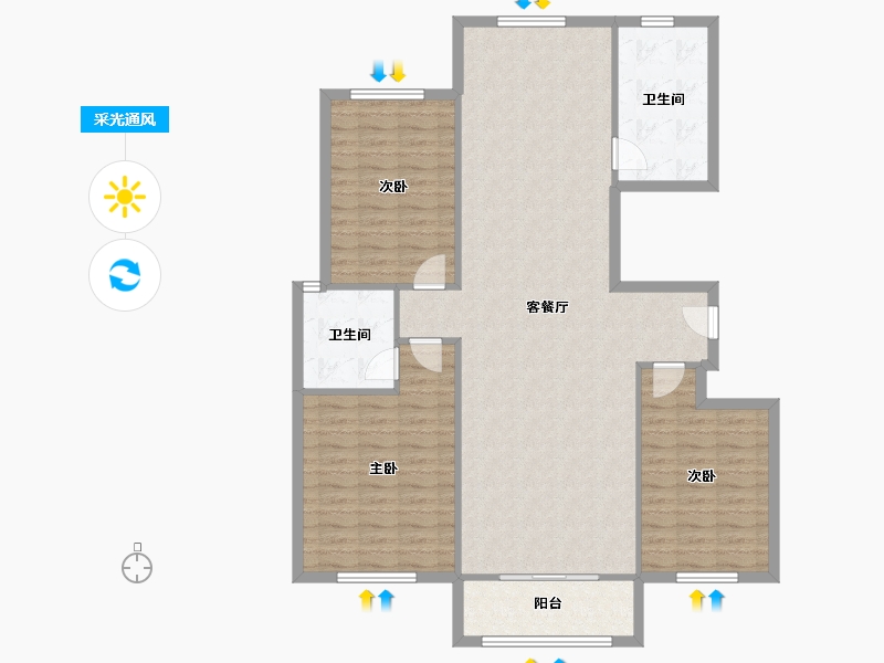 河南省-新乡市-华恩城-117.00-户型库-采光通风