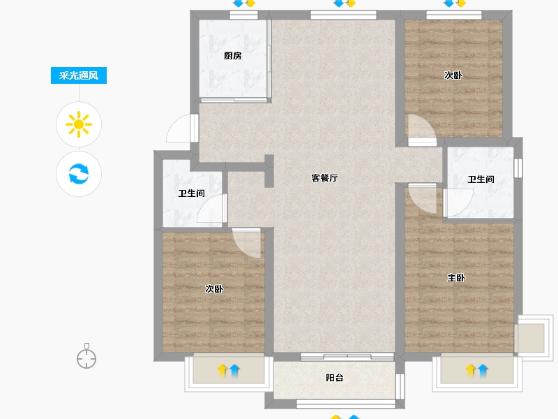 山西省-太原市-万科时代之光-102.40-户型库-采光通风