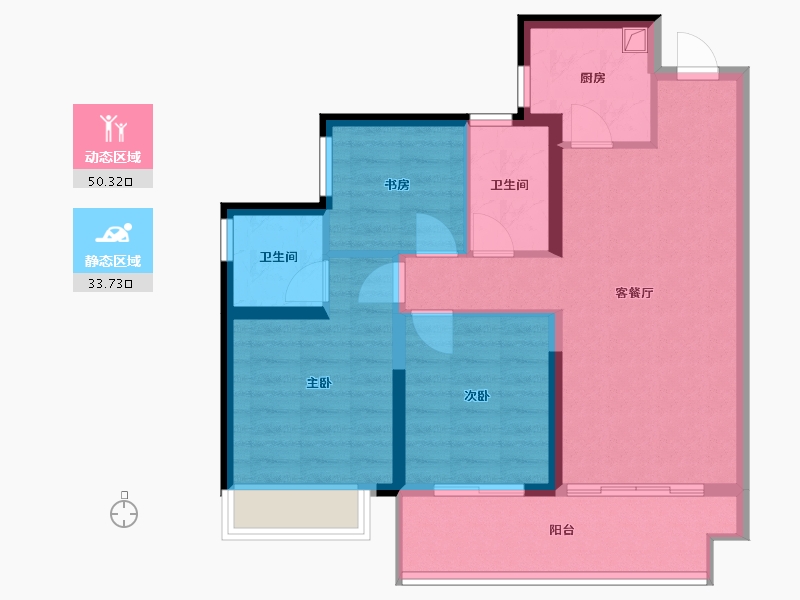 湖南省-益阳市-金科集美东方-86.00-户型库-动静分区