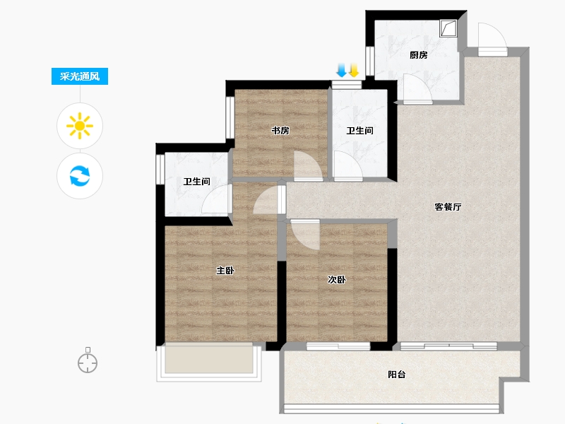 湖南省-益阳市-金科集美东方-86.00-户型库-采光通风