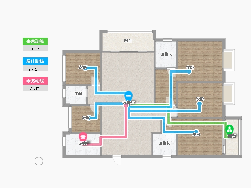 浙江省-温州市-中汇锦园-144.00-户型库-动静线