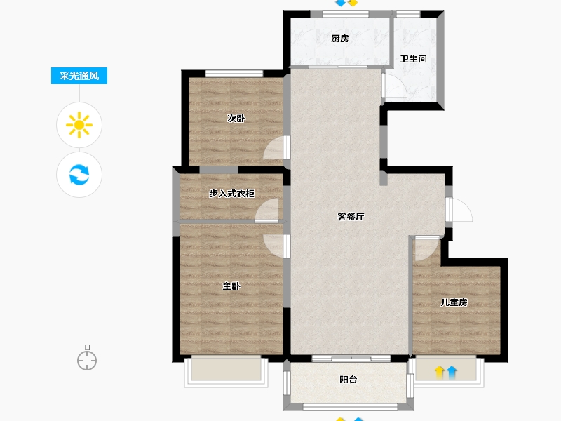 河北省-保定市-西泉南园-96.00-户型库-采光通风