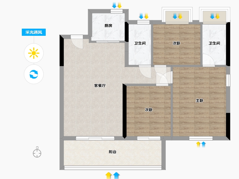 福建省-三明市-丹霞书香苑-80.00-户型库-采光通风