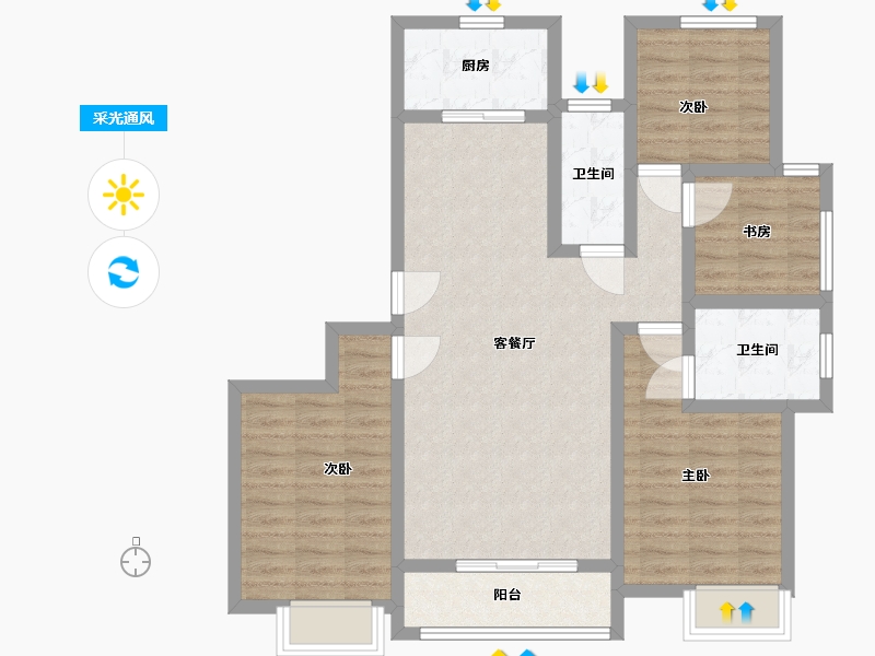 河南省-新乡市-中南府-90.00-户型库-采光通风