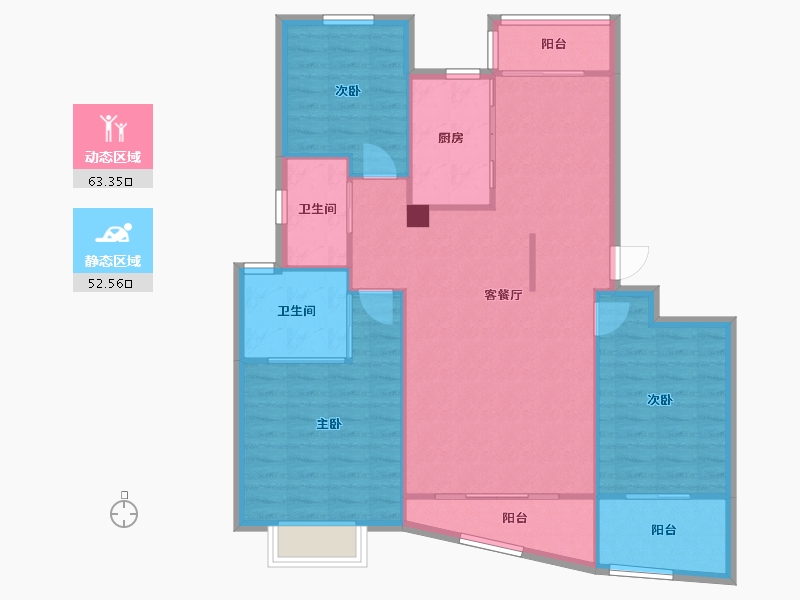 浙江省-杭州市-耀江文鼎苑-106.60-户型库-动静分区