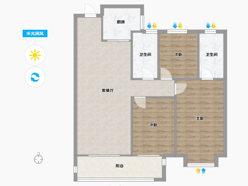 湖北省-武汉市-万科新都会-100.00-户型库-采光通风