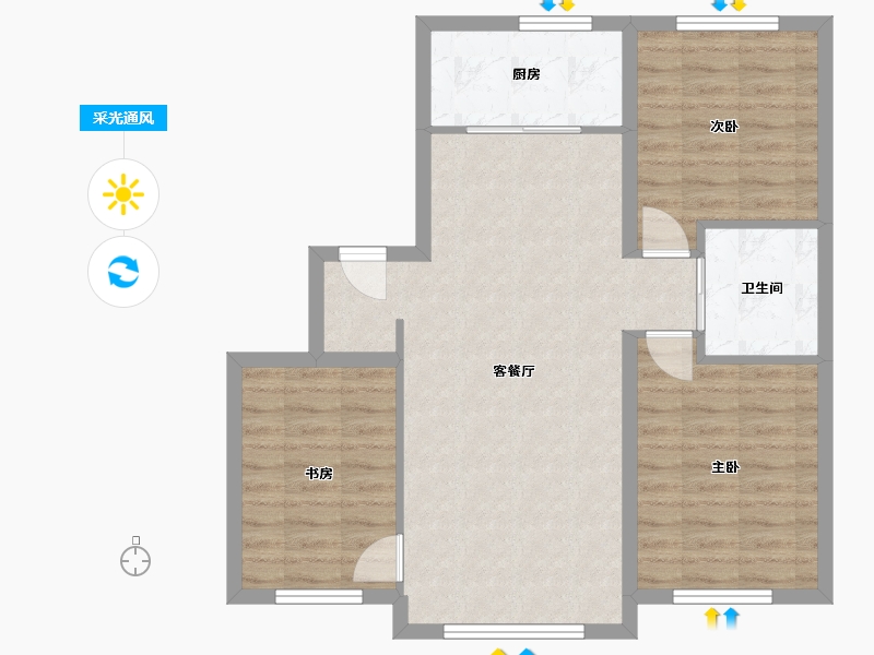 吉林省-松原市-千汇状元府-85.60-户型库-采光通风