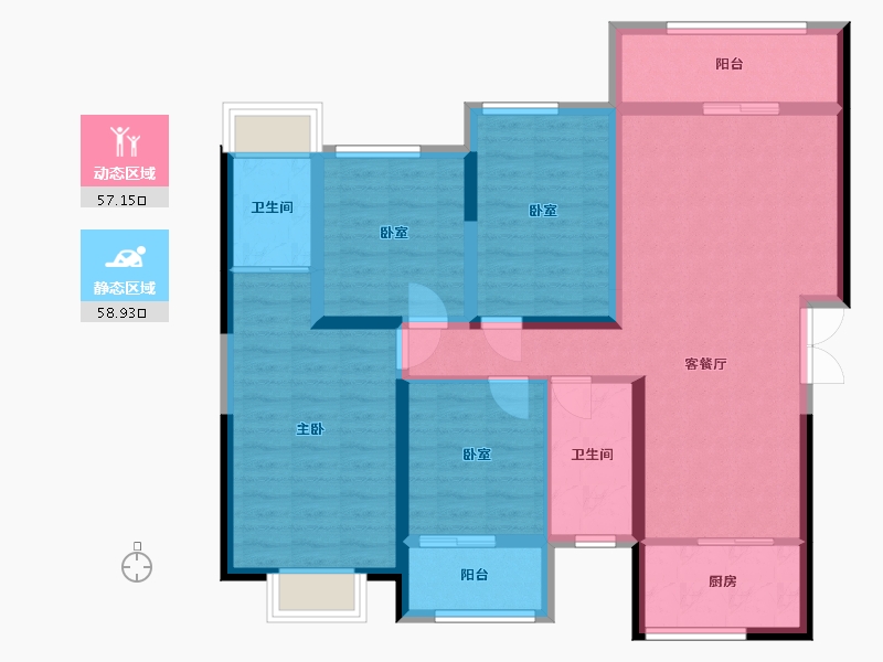 湖南省-常德市-穿紫河壹号-112.00-户型库-动静分区