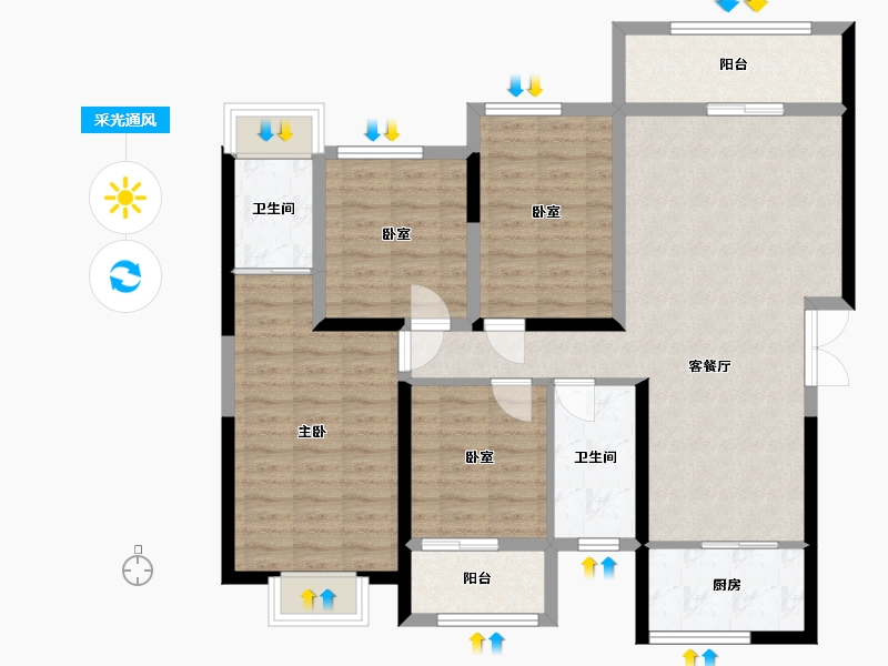 湖南省-常德市-穿紫河壹号-112.00-户型库-采光通风