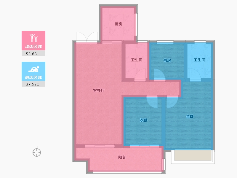 江苏省-宿迁市-书香尚庭-80.00-户型库-动静分区