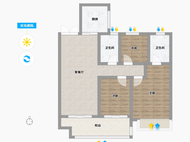 江苏省-宿迁市-书香尚庭-80.00-户型库-采光通风