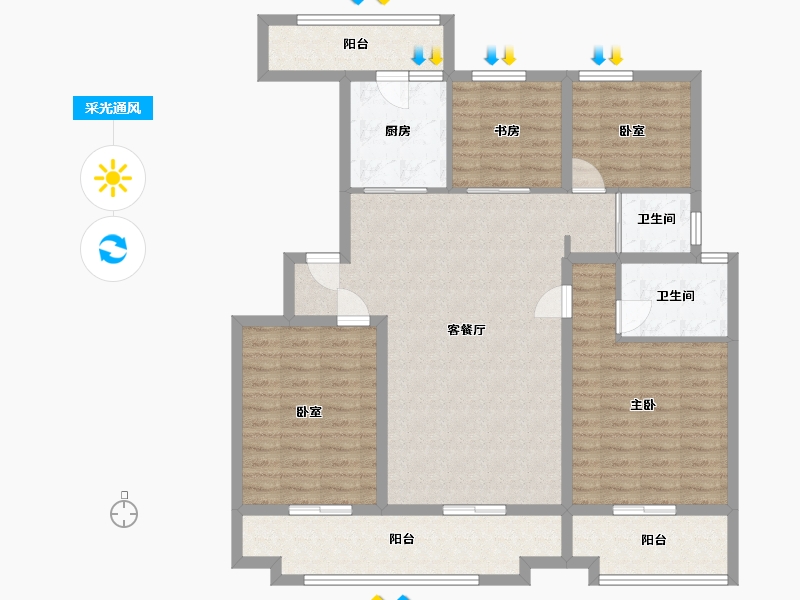 河南省-商丘市-碧桂园-116.80-户型库-采光通风