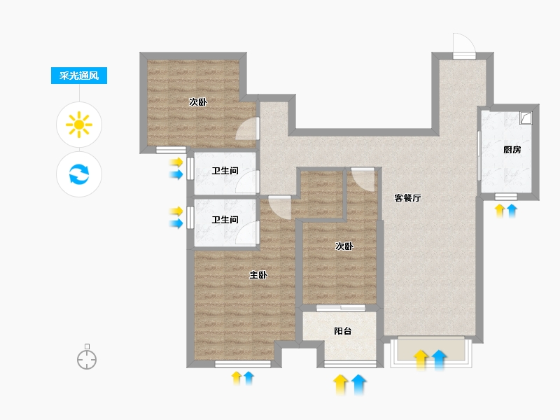 福建省-泉州市-中骏丽景府-86.63-户型库-采光通风