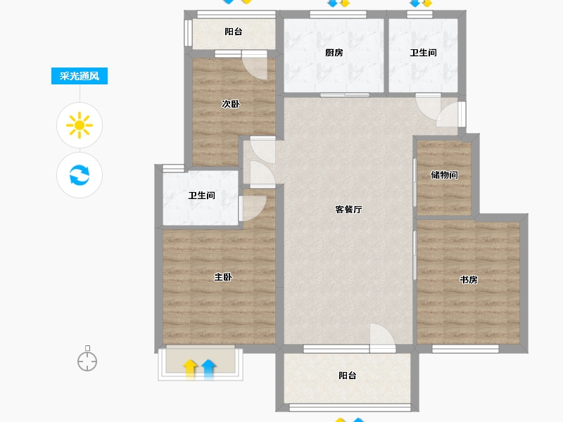 辽宁省-丹东市-凯旋名都-110.00-户型库-采光通风