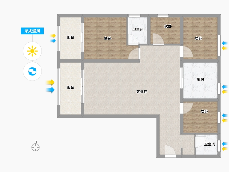 山东省-菏泽市-鸿儒公馆-106.59-户型库-采光通风