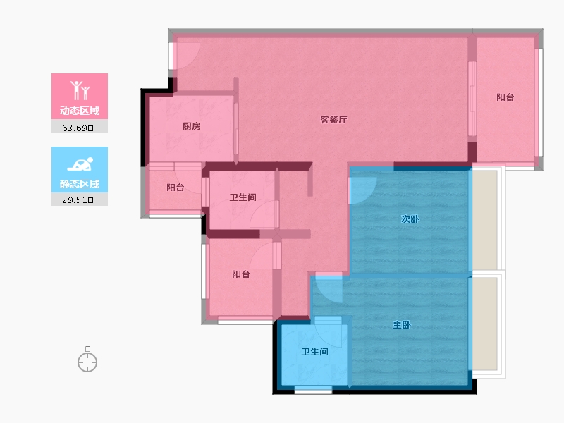 广东省-湛江市-卓越维港花园-82.75-户型库-动静分区