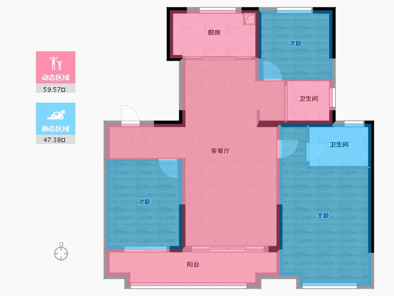 河北省-沧州市-狮乘福第-95.36-户型库-动静分区