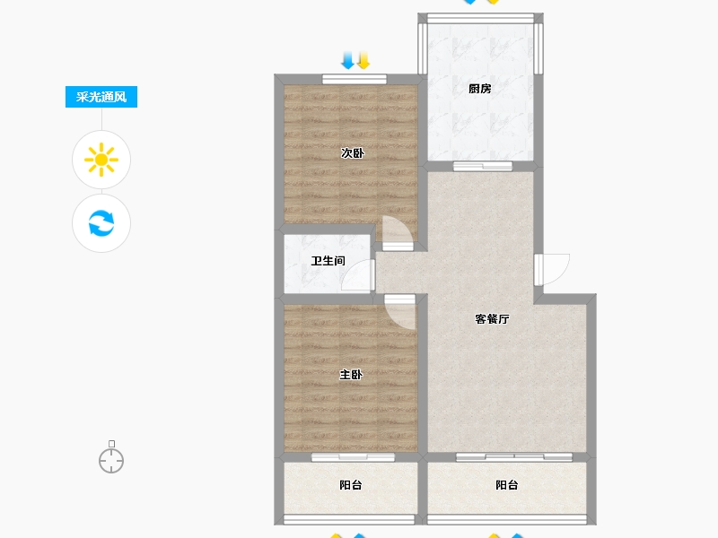 四川省-成都市-城市绿舟花园-80.00-户型库-采光通风