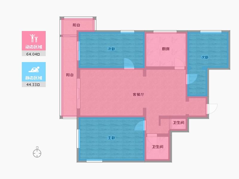 北京-北京市-中国科学院黄庄小区-93.20-户型库-动静分区