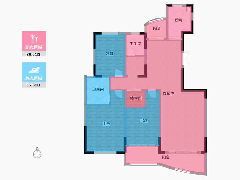 浙江省-绍兴市-鉴湖景园-130.60-户型库-动静分区