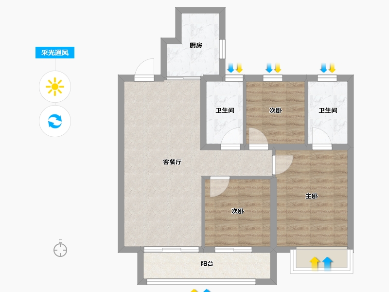 山西省-晋中市-通建融创城-81.60-户型库-采光通风