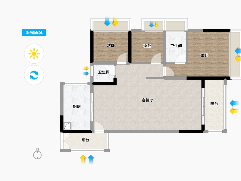 广东省-湛江市-宏业熙园-96.00-户型库-采光通风