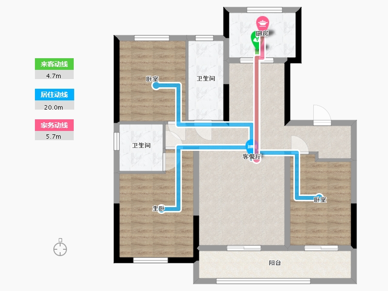 辽宁省-锦州市-翡翠东湖-104.00-户型库-动静线